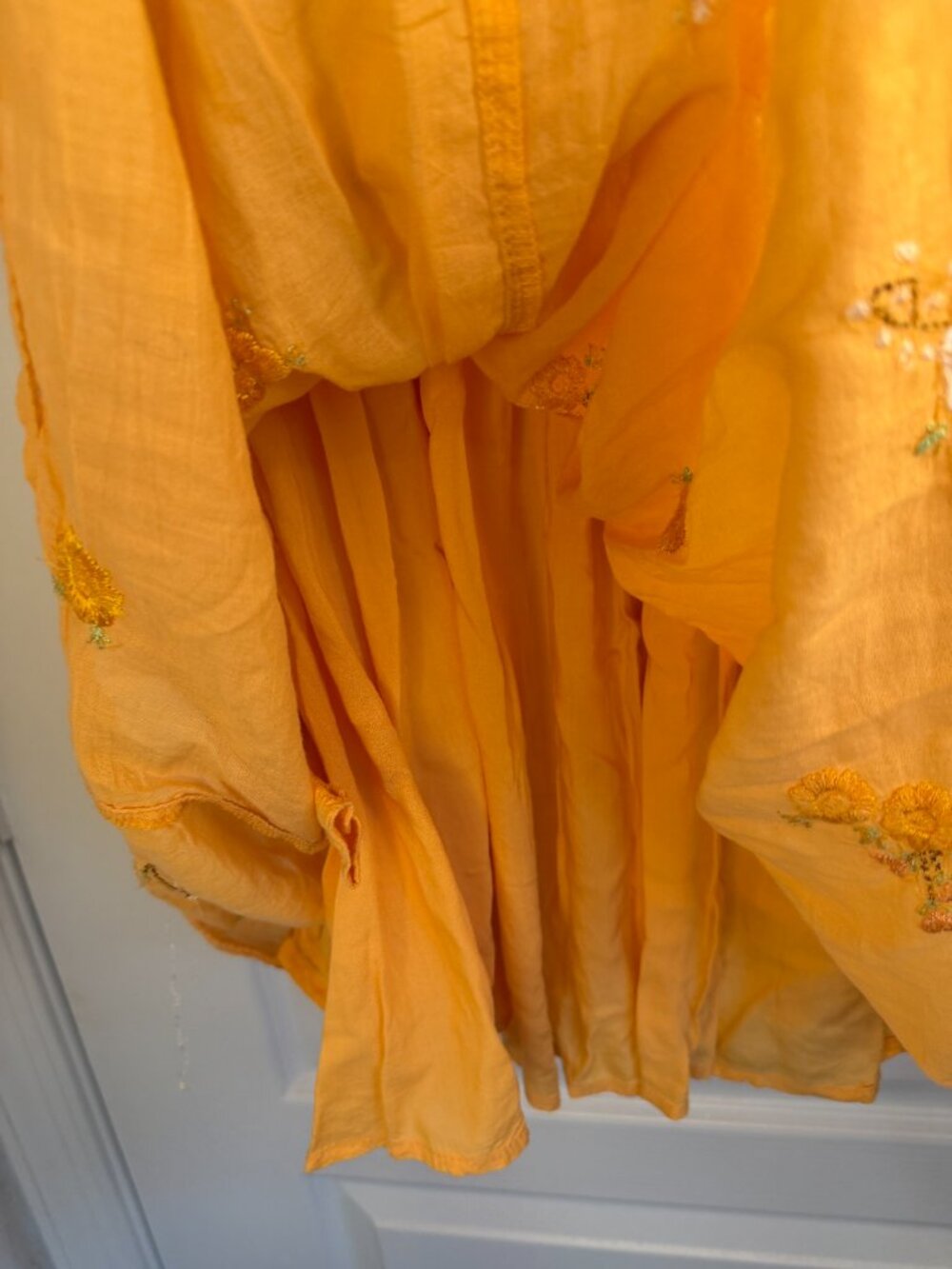 Free People Alana Babydoll Dress- Mini- Yellow/Orange-Embroidered-M-MSRP  $128 - Picture 15 of 16